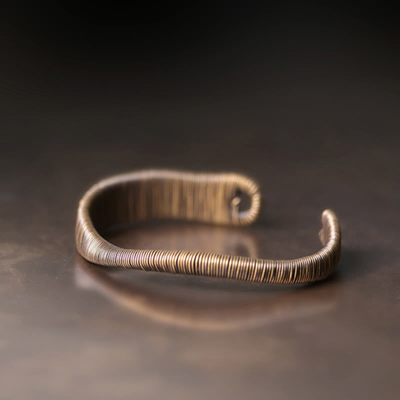 Nimara Ritual Simple Design Wrapped Brass Copper Luck Wealth Adjustable Cuff Bracelet