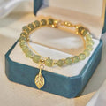 Nimara Ritual Jade Leaf Ginkgo Tulip Peanut Fu Character Luck Beaded Bracelet