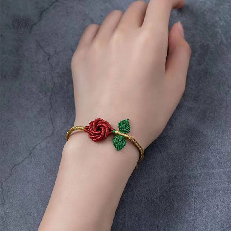 Nimara Ritual Rose Flower Rope Eight Thread Peace Knot Luck Handmade Bracelet