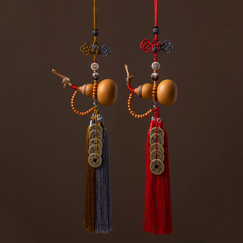 Nimara Ritual Feng Shui Coins Gourd Chinese Knot Lucky Coins Five Emperor Money Wealth Tassels Decoration