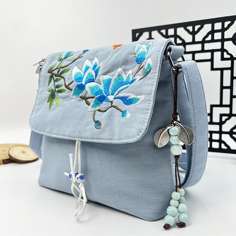 Nimara Ritual Embroidered Camellia Epiphyllum Gardenia Sakura Flowers Crossbody Bag Shoulder Bag Cellphone Bag