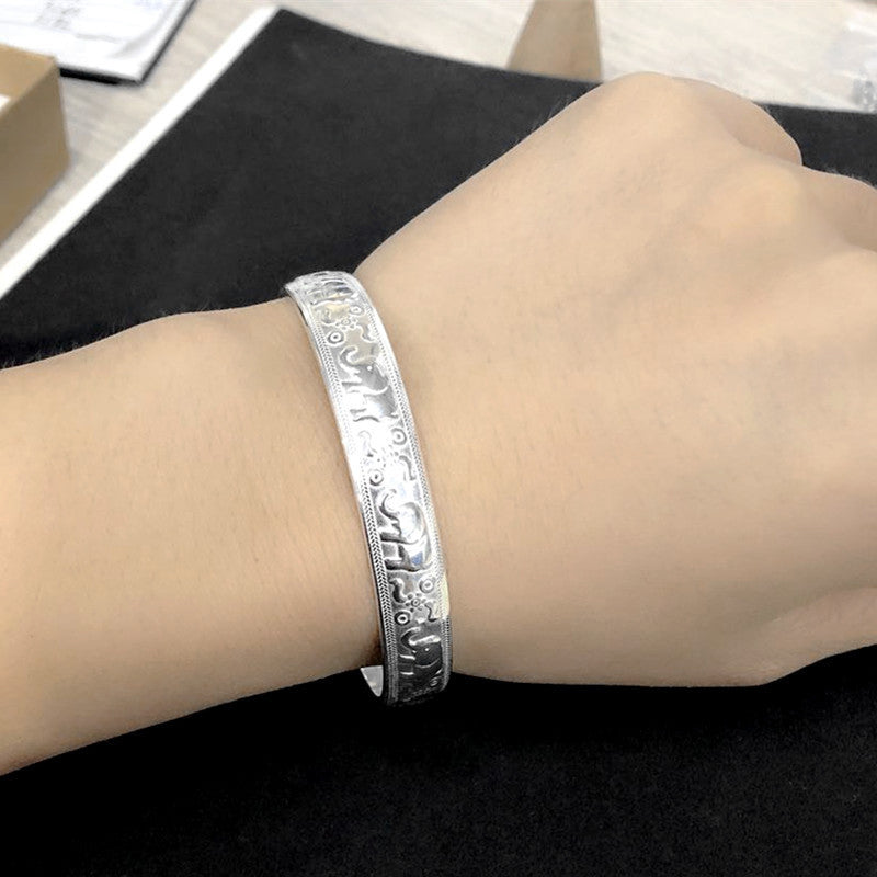 Nimara Ritual Elephant White Copper Strength Bracelet Bangle