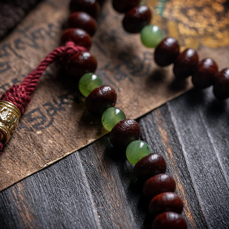 Nimara Ritual Natural Tibet 108 Mala Beads Purple Bodhi Seed Hetian Cyan Jade Copper Dorje Peace Bracelet
