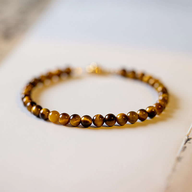 Nimara Ritual 14K Gold Plated Natural Tiger Eye Stone Courage Protection Bracelet
