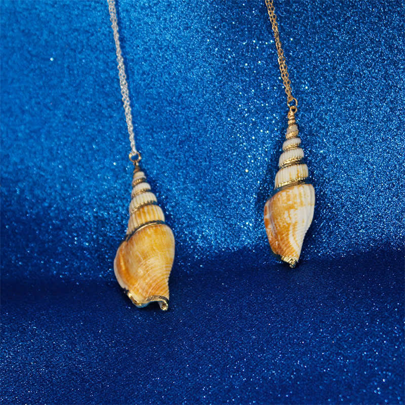Nimara Ritual Natural Shankha Conch Shell Seashell Lucky Necklace Pendant