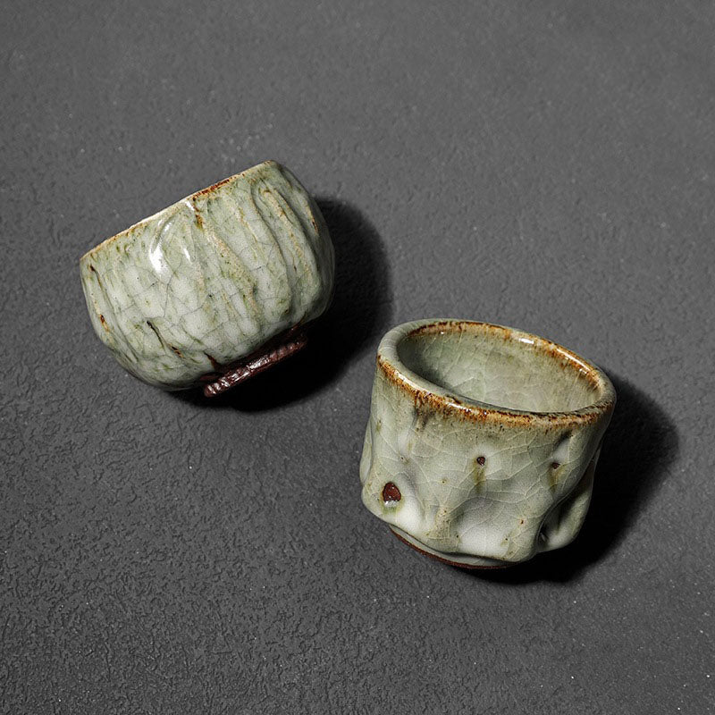 Nimara Ritual Handcrafted Simple Cracked Ice Texture Chinese Jianzhan Ceramic Teacup Kung Fu Tea Cup
