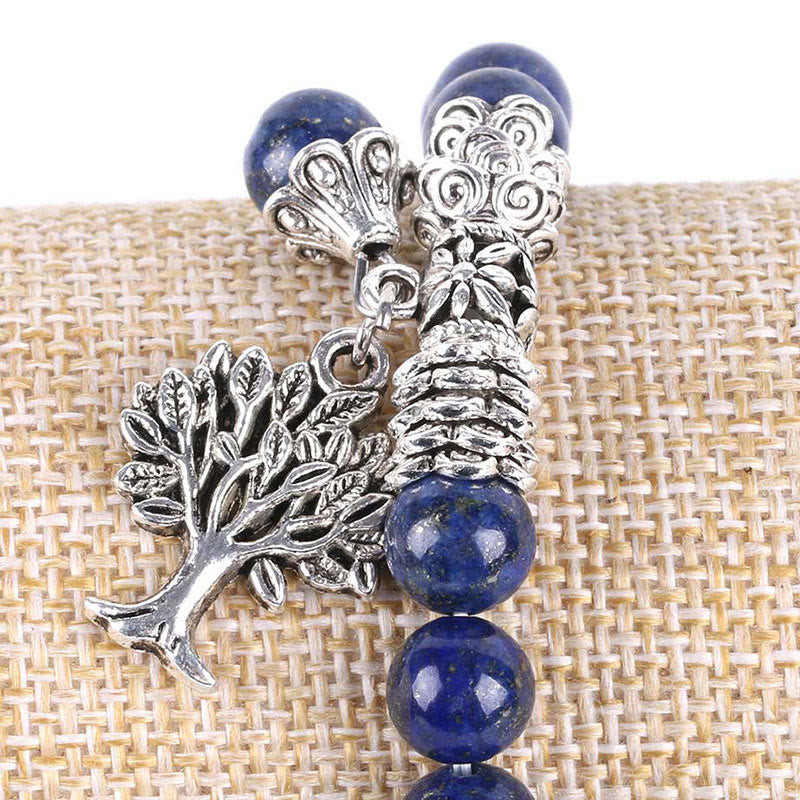 Nimara Ritual Natural Gemstone Tree of Life Lucky Charm Stretch Bracelet