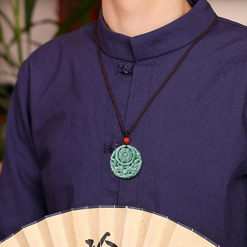 Nimara Ritual Dragon Jade Yin Yang Balance Necklace String Pendant