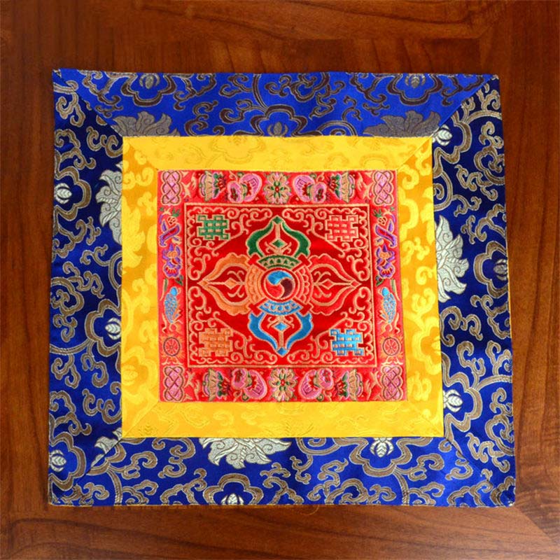 Nimara Ritual Prayer Altar Mat Meditation Strength Endless Knot Vajra Man-Bcu Kalachakra Auspicious Symbols