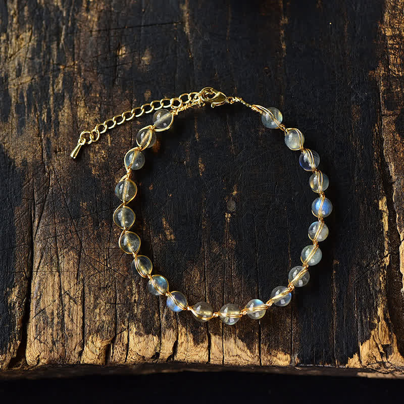 Nimara Ritual Natural Moonstone 14K Gold Plated Healing Positive Bracelet