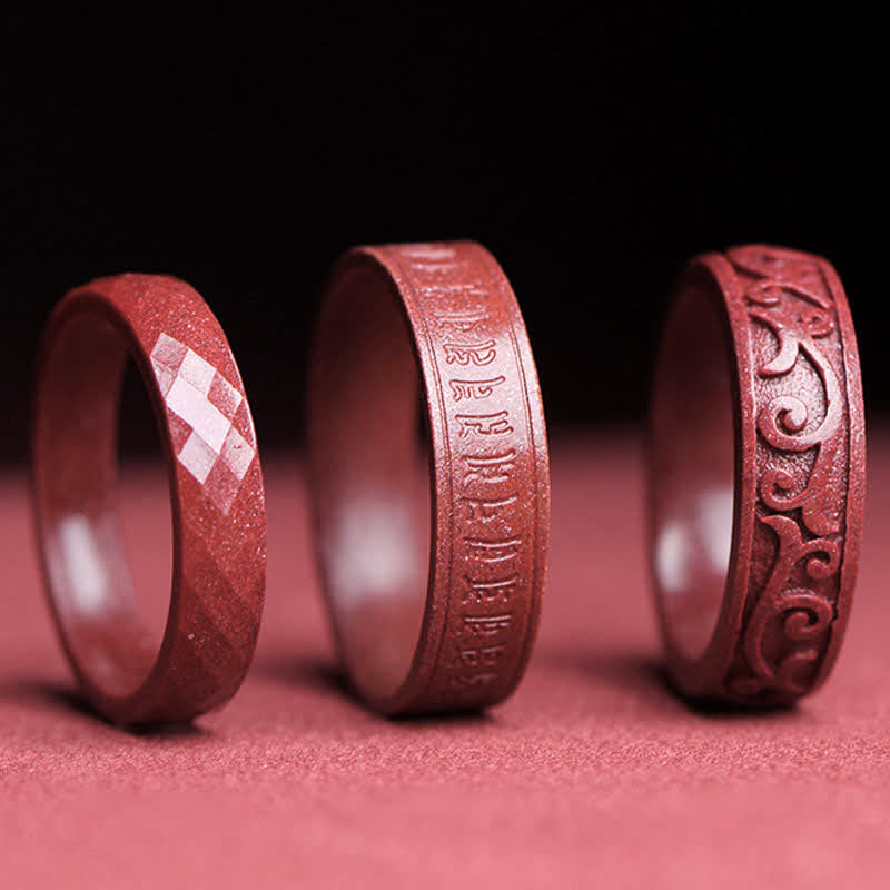 Nimara Ritual Cinnabar Om Mani Padme Hum Auspicious Clouds Blessing Ring