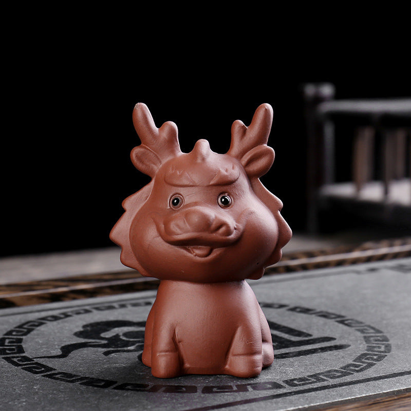 Nimara Ritual Chinese Zodiac Purple Clay Wealth Ceramic Tea Pet Home Figurine Decoration