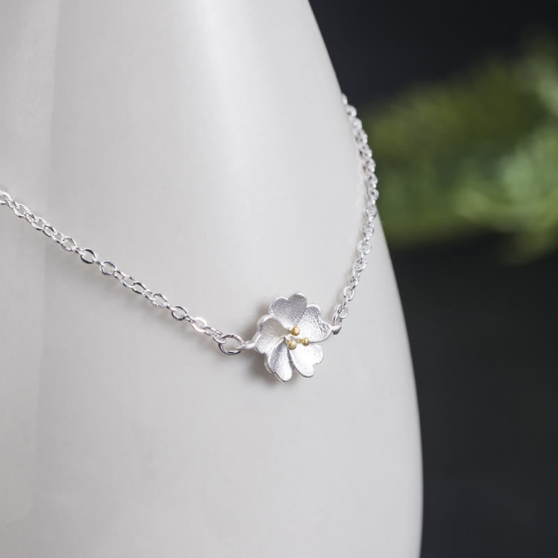Nimara Ritual 925 Sterling Silver Cherry Blossom Blessing Chain Bracelet