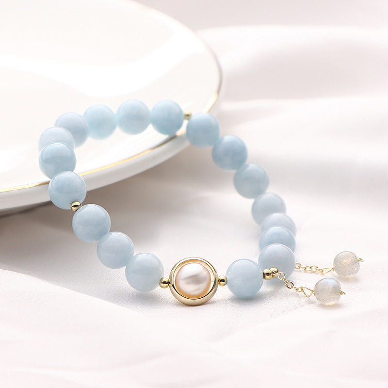 Nimara Ritual Aquamarine Pearl Healing Moonstone Beads Charm Bracelet