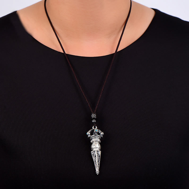 Nimara Ritual Tibetan Om Mani Padme Hum Dorje Vajra Design Wisdom Rotatable Necklace Pendant
