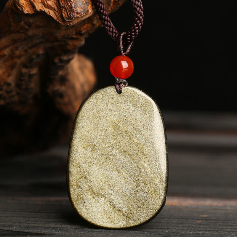 Nimara Ritual Gold Sheen Obsidian Dragon Pattern Success Necklace Pendant