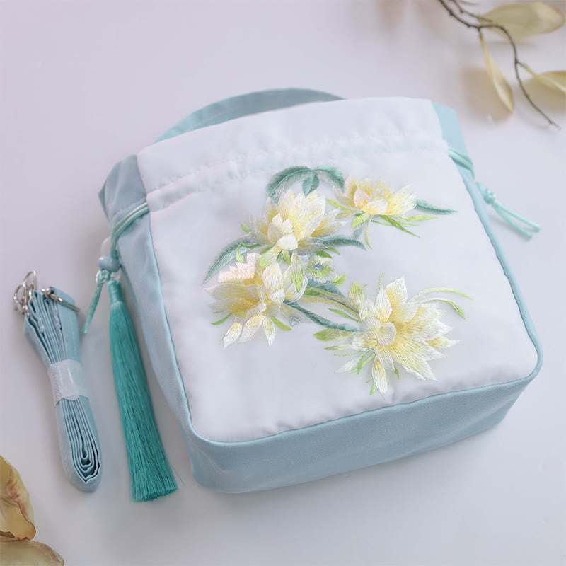 Nimara Ritual Suzhou Embroidery Rabbit Lotus Epiphyllum Peony Magnolia Silk Tote Crossbody Bag Shoulder Bag Handbag
