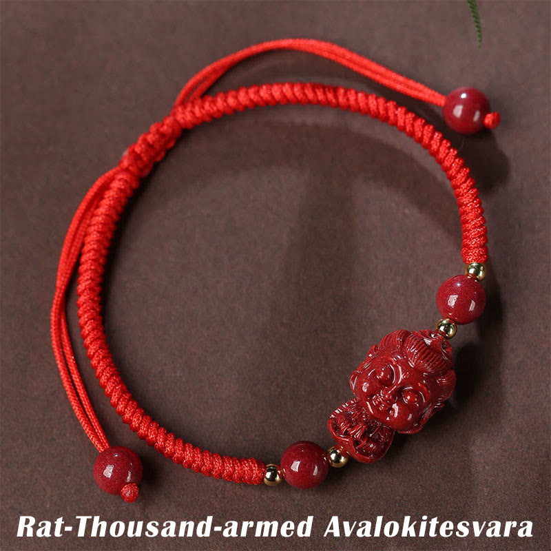 Nimara Ritual Chinese Zodiac Natal Buddha Cinnabar Amulet Blessing String Bracelet