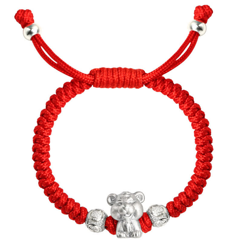 Nimara Ritual 999 Sterling Silver Chinese Zodiac Red Rope Luck Handcrafted Kids Bracelet