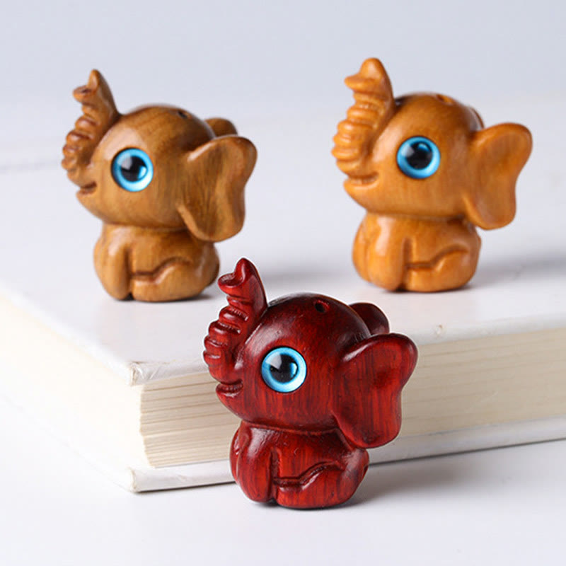 Nimara Ritual Sandalwood Small Leaf Red Sandalwood Green Sandalwood Lucky Mini Elephant Carved Protection Decoration