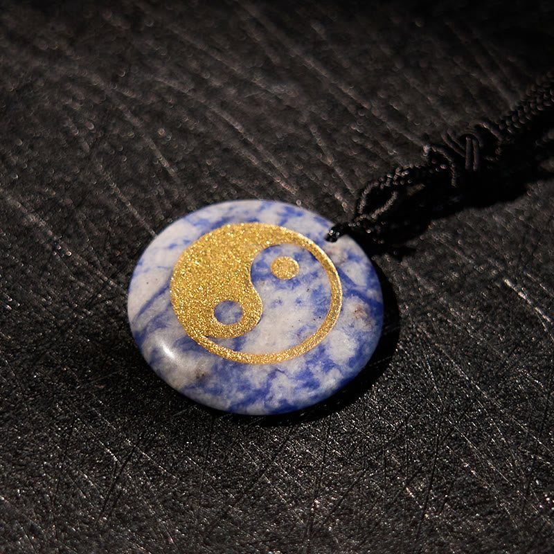 Nimara Ritual Various Crystal Amethyst Tiger Eye Green Aventurine Yin Yang Spiritual Necklace Pendant