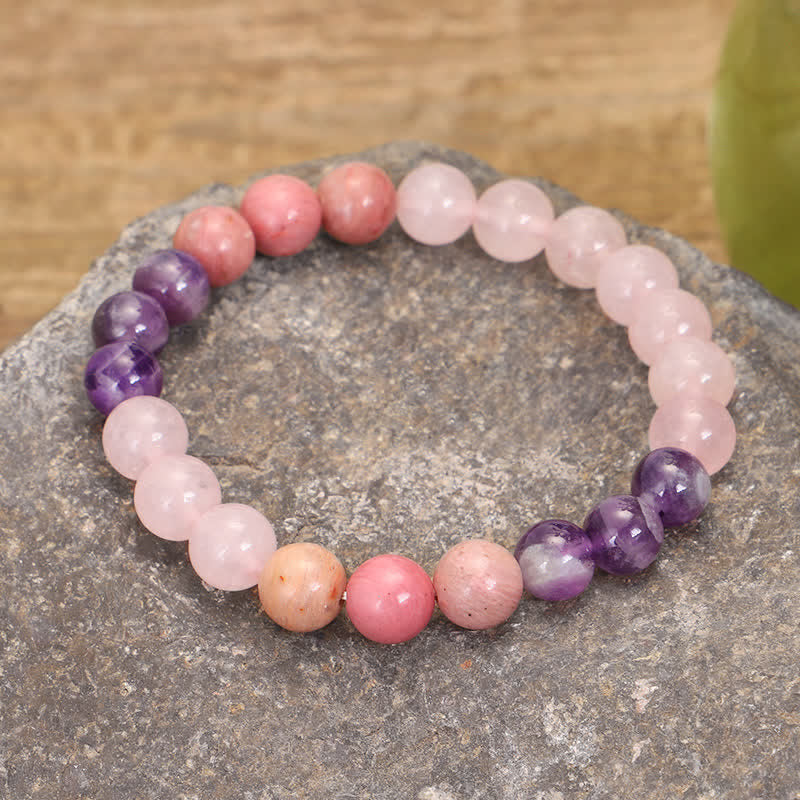 Nimara Ritual 108 Mala Beads Amethyst Rose Quartz Spiritual Healing Tassel Bracelet