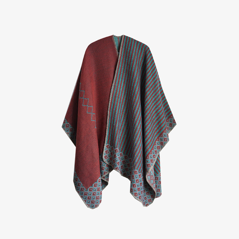 Nimara Ritual Tibetan Shawl Striped Diamond Pattern Winter Warm Soft Scarf