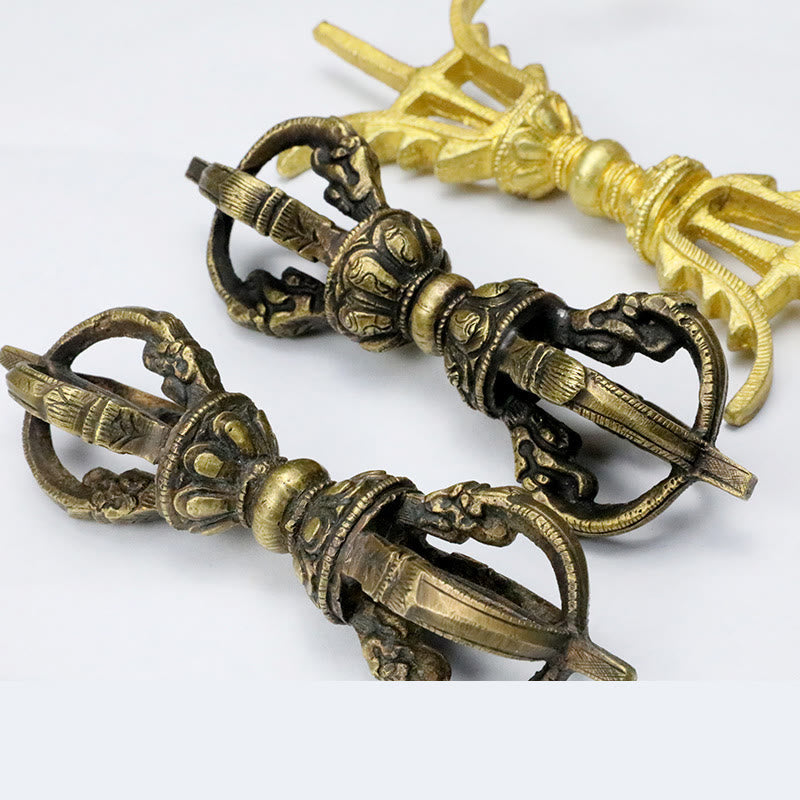 Nimara Ritual Handmade Nepal Five Prong Three Prong Vajra Dorje Strength Copper Decoration