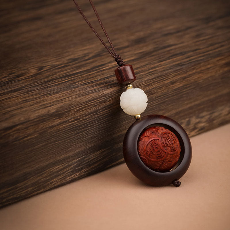 Nimara Ritual Tibetan Small Leaf Red Sandalwood Ebony Luck Protection Rotation Decoration