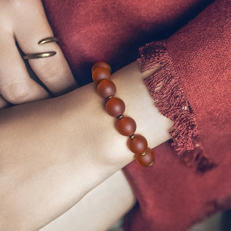 Nimara Ritual Tibetan Red Agate Green Agate Copper Confidence Fortune Bracelet