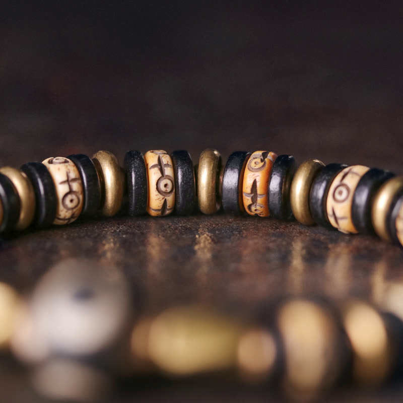Nimara Ritual Tibetan Bone Beads Ebony Wood Strength Bracelet