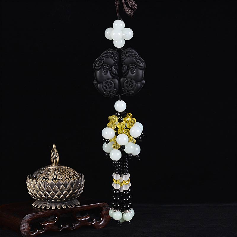 Nimara Ritual FengShui Jade PiXiu Harmony Car Pendant Decoration