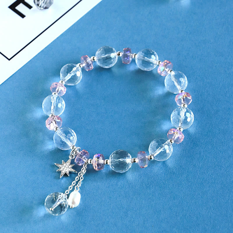 Nimara Ritual White Crystal Pink Crystal Protection Star Charm Bracelet