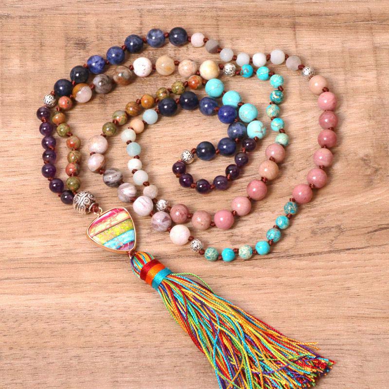 Nimara Ritual Tibetan Turquoise Lazurite Zebra Jasper Balance Necklace