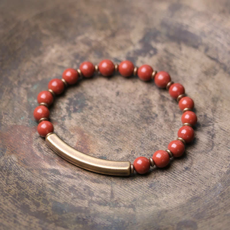 Nimara Ritual Red Jasper Moss Agate Black Obsidian Crystal Copper Peace Couple Bracelet