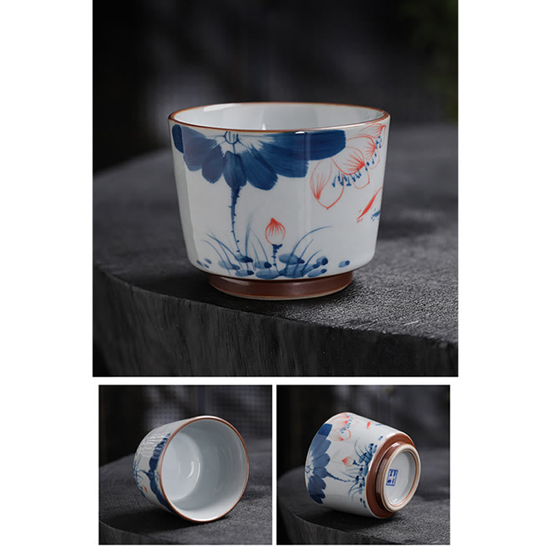 Nimara Ritual Lotus Flower Leaf Bamboo Ceramic Teacup Kung Fu Tea Cups