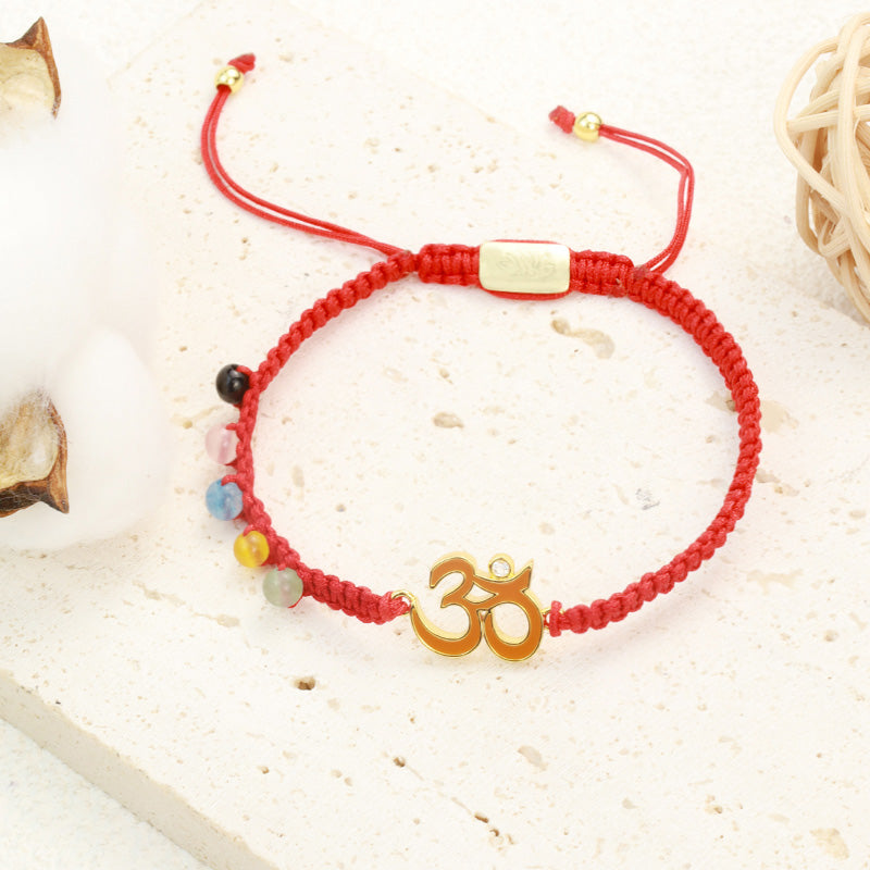 Nimara Ritual Tibetan Handmade OM Mindfulness Red String Bracelet