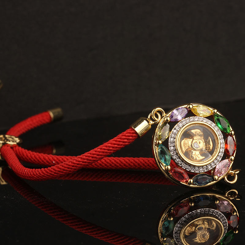 Nimara Ritual Colorful Zircon Copper Wealth Luck Rotation Bracelet Necklace Pendant