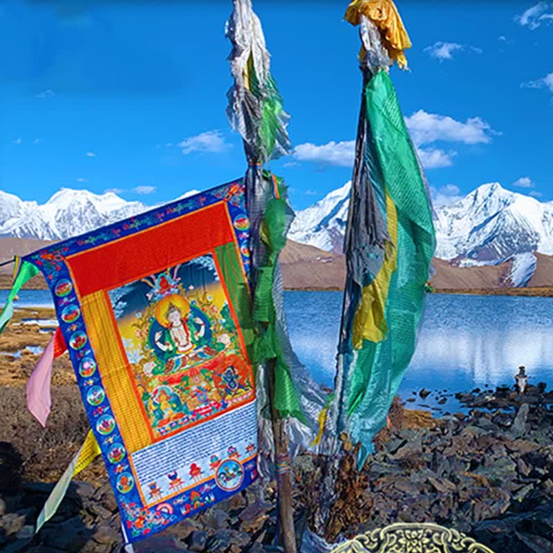 Nimara Ritual Tibetan 10 Colors Windhorse Buddha Healing Auspicious Outdoor Prayer Flag