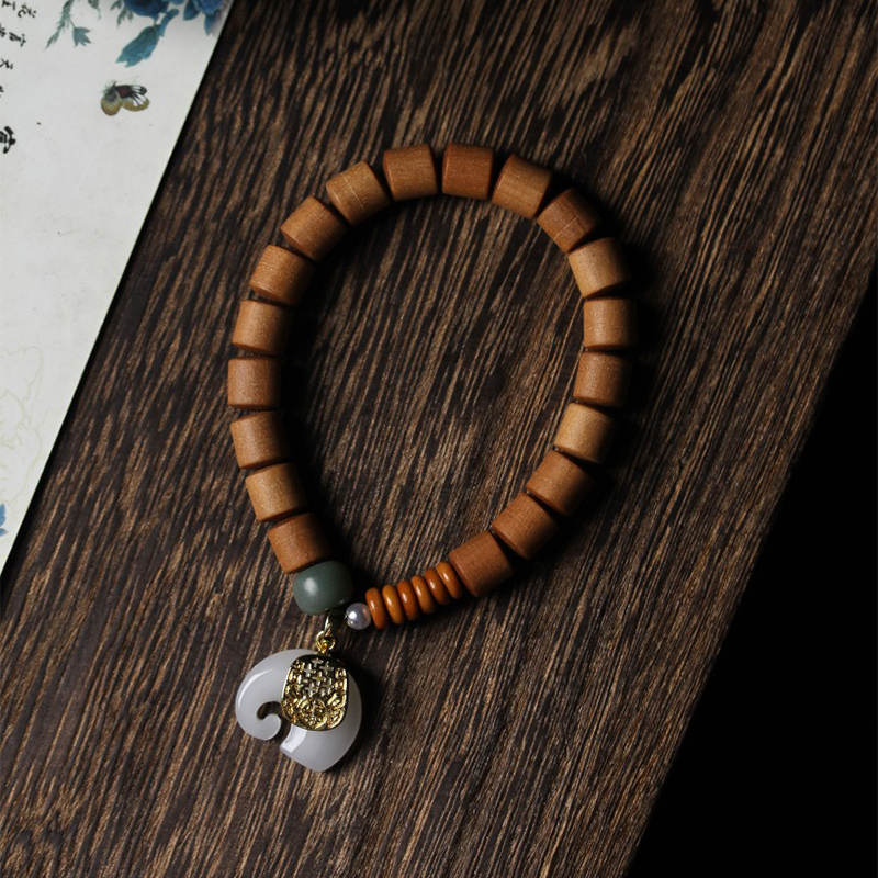 Nimara Ritual Sandalwood Jade Elephant Protection Bracelet