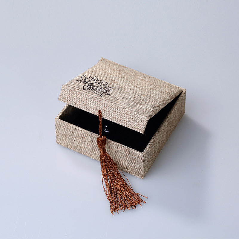 Nimara Ritual Lotus Pattern Jewelry Storage Box Gift Box Tassels