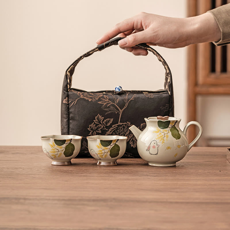 Nimara Ritual Hand Painted Small Osmanthus Rabbit Ceramic Teacup Kung Fu Tea Cup 40ml