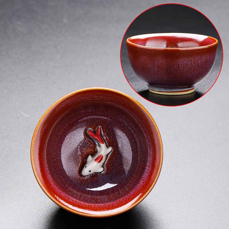 Nimara Ritual Small Koi Fish Kiln Change Chinese Jianzhan Ceramic Teacup Kung Fu Tea Cup 60ml