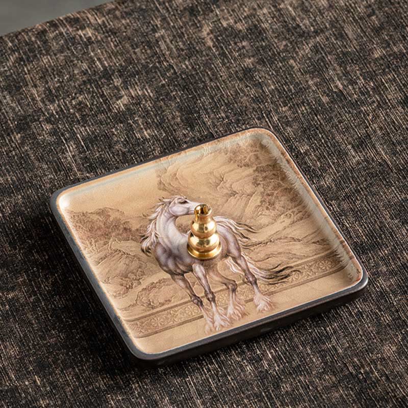 Nimara Ritual Mountain Lake Flower Leaf Healing Ceramic Plate Tray Stick Incense Burner Decoration
