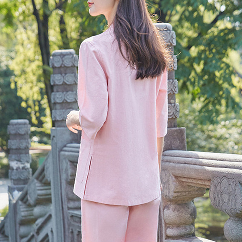 Nimara Ritual Spiritual Zen Practice Yoga Meditation Prayer Uniform Cotton Linen Clothing Women's Set