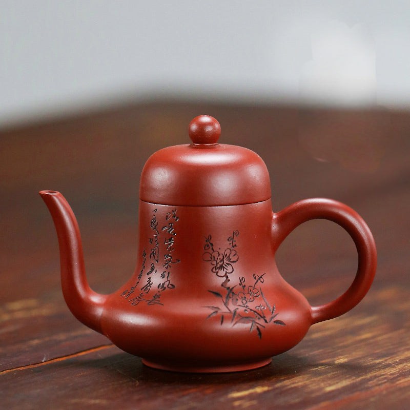 Nimara Ritual Vintage Bamboo Peach Blossom Purple Clay Kung Fu Teapot