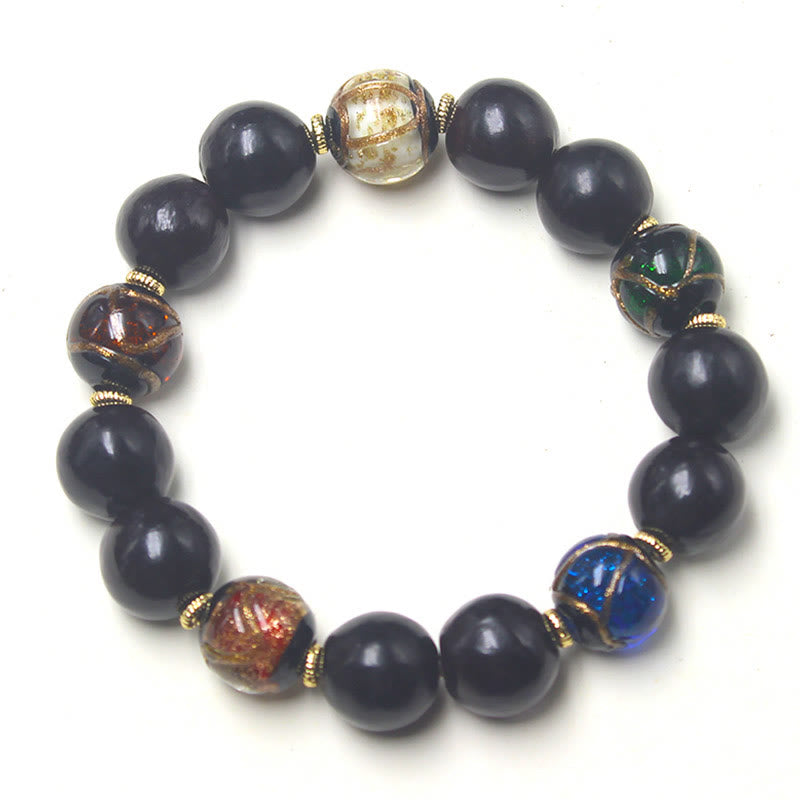 Nimara Ritual Western Soapberry Incense Ash Liuli Glass Bead Wealth Bracelet