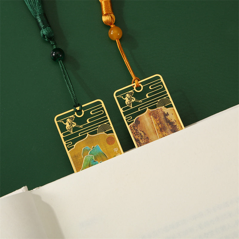 Nimara Ritual A Panorama of Rivers and Mountains Metal Hollow Bookmarks Tassel With Gift Box