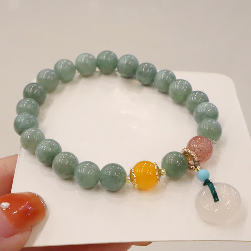 Nimara Ritual Cyan Jade Lotus Pumpkin Wish Peace Buckle Amethyst Crystal Healing Bracelet
