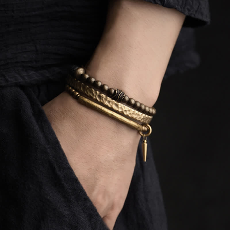 Nimara Ritual Lava Rock Stone Copper Balance Cuff Bracelet Bangle